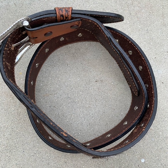 Accessories Vintage Western Horse Hair Leather Studded Belt Poshmark